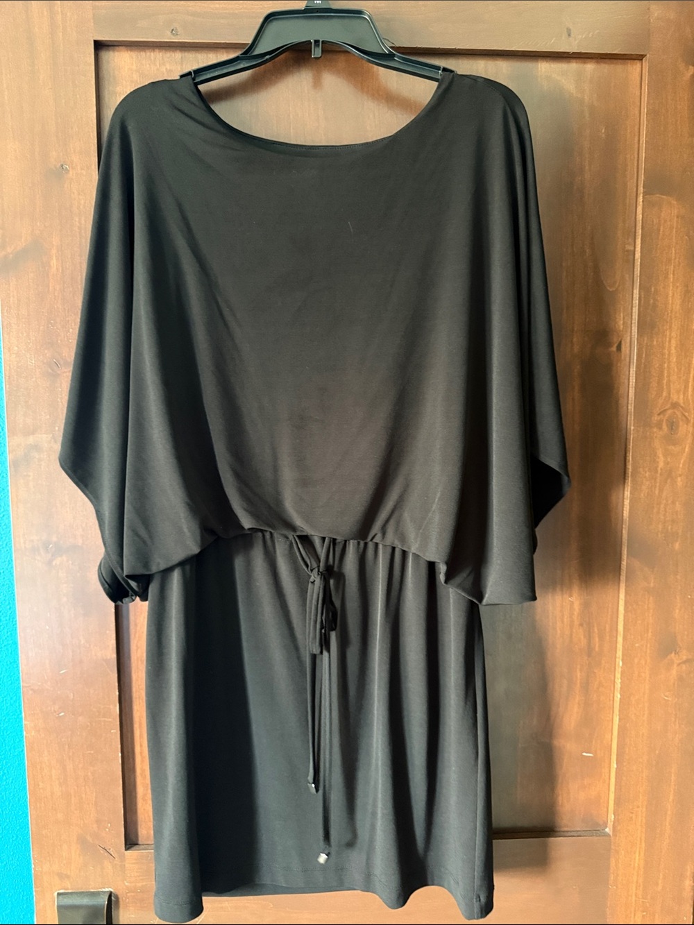 Jessica Simpson Black Batwing Tie-Waist Dress